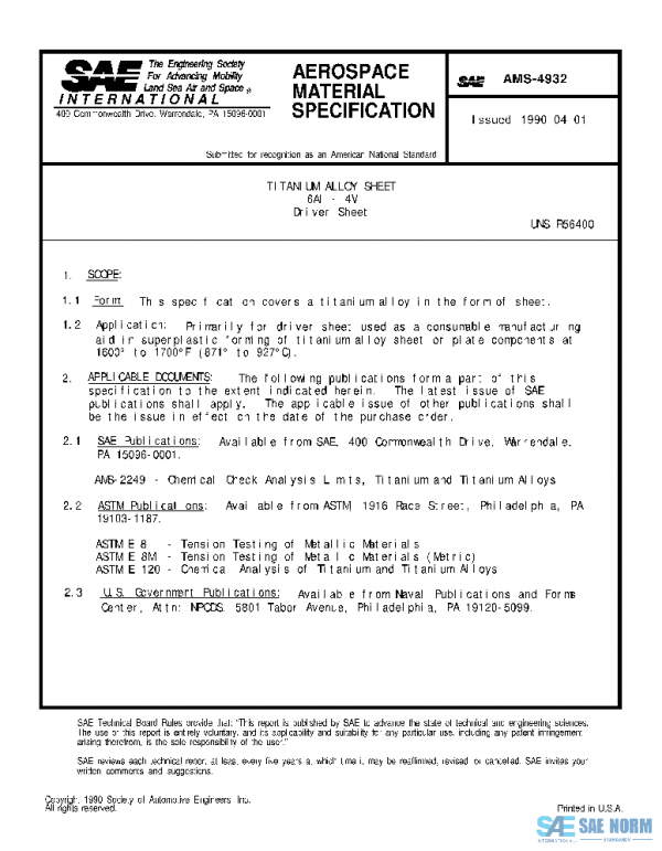 SAE AMS4932 PDF