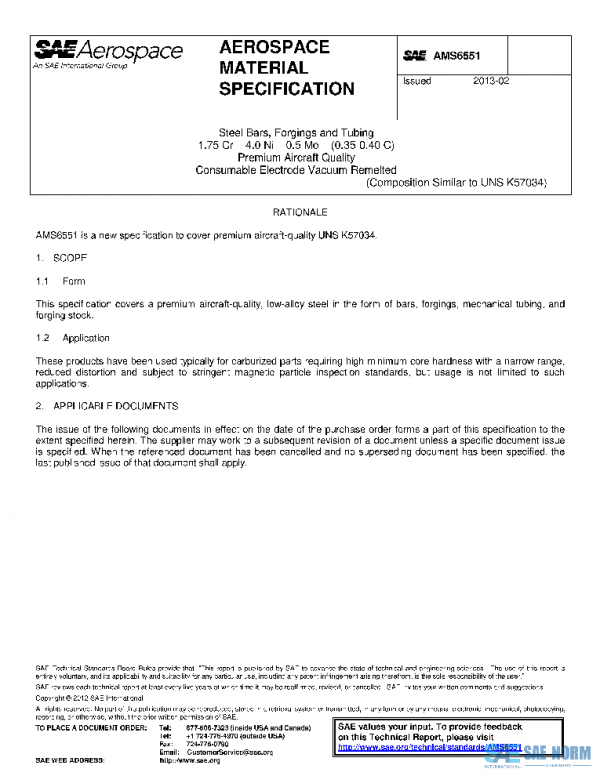 SAE AMS6551 PDF SAE AMS6551 PDF