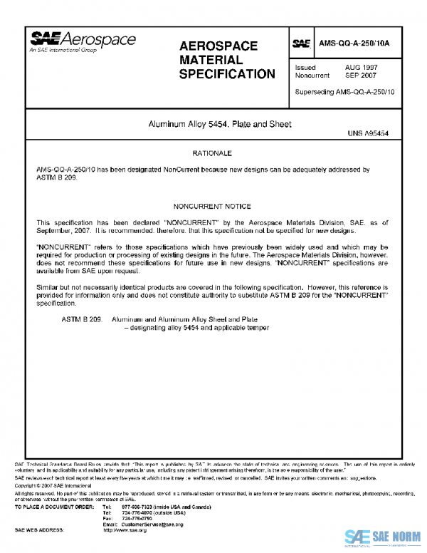 SAE AMSQQA250/10A PDF