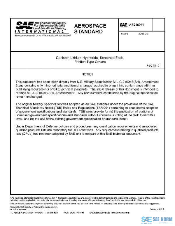 SAE AS210041 PDF SAE AS210041 PDF