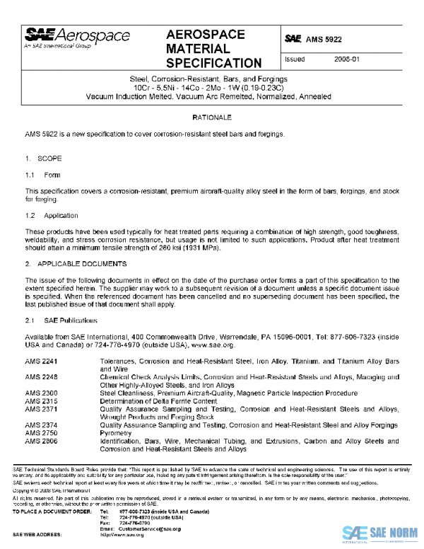 SAE AMS5922 PDF SAE AMS5922 PDF