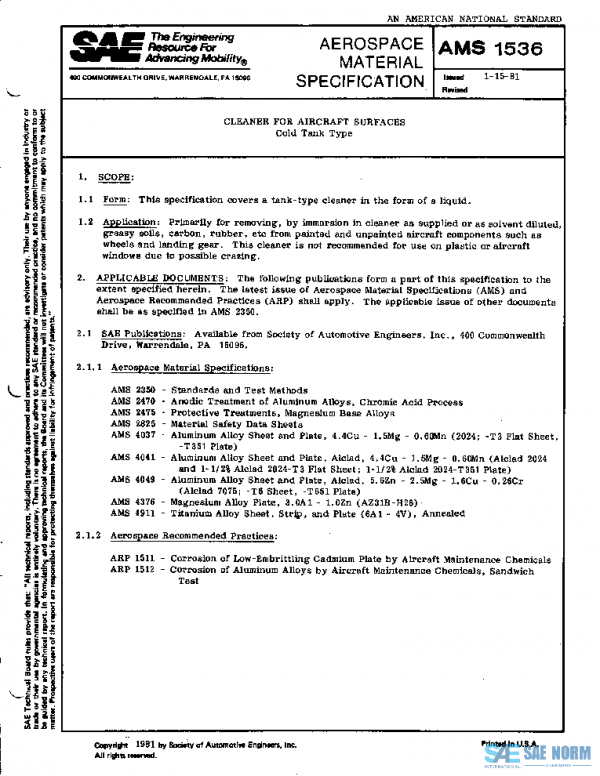 SAE AMS1536 PDF SAE AMS1536 PDF