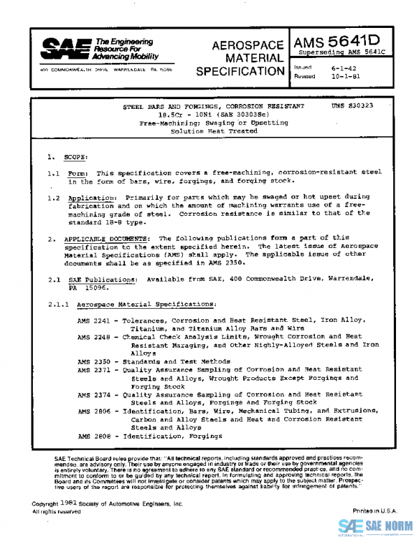 SAE AMS5641D PDF SAE AMS5641D PDF