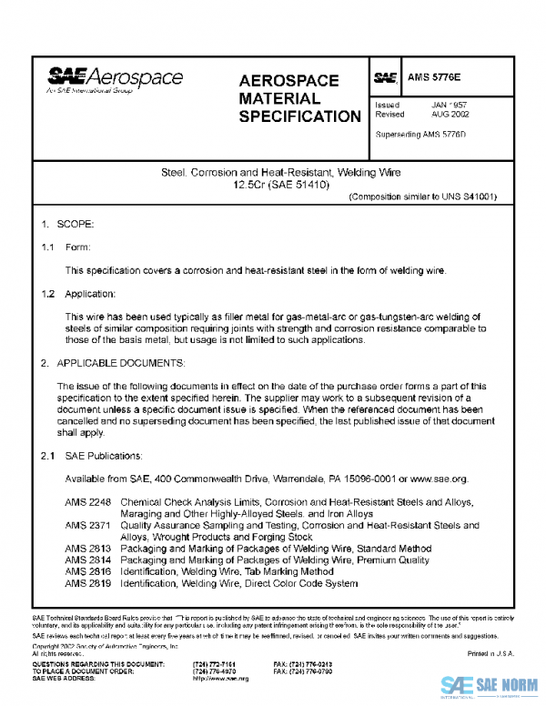 SAE AMS5776E PDF SAE AMS5776E PDF
