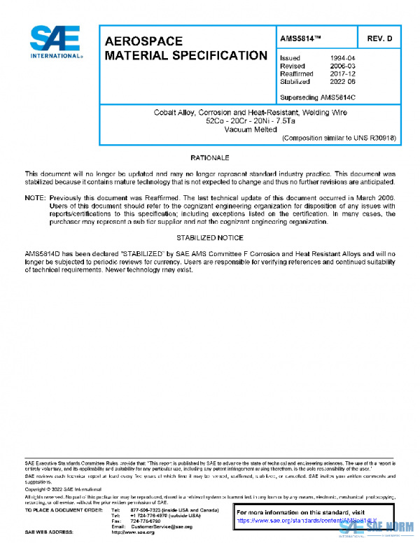 SAE AMS5814D PDF SAE AMS5814D PDF