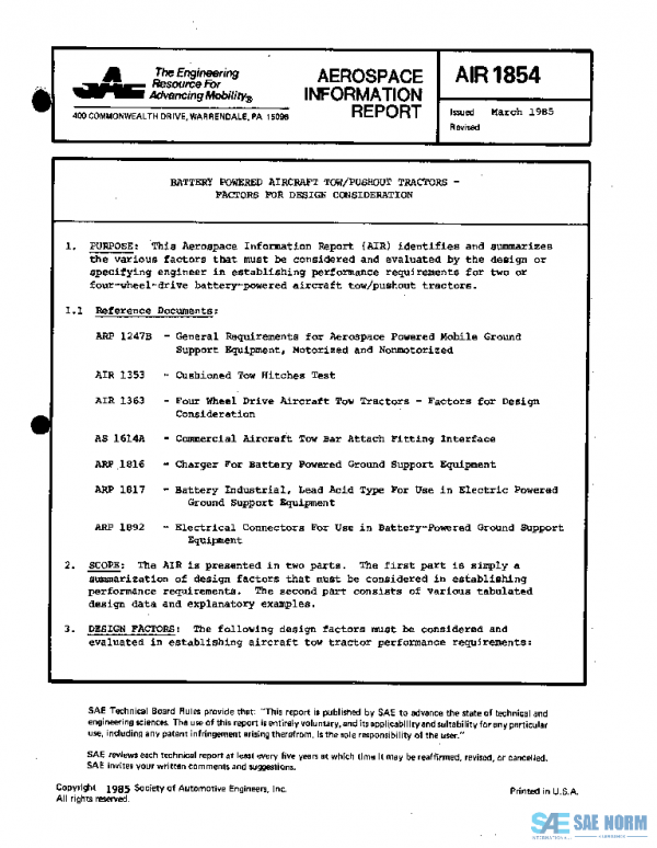 SAE AIR1854 PDF SAE AIR1854 PDF