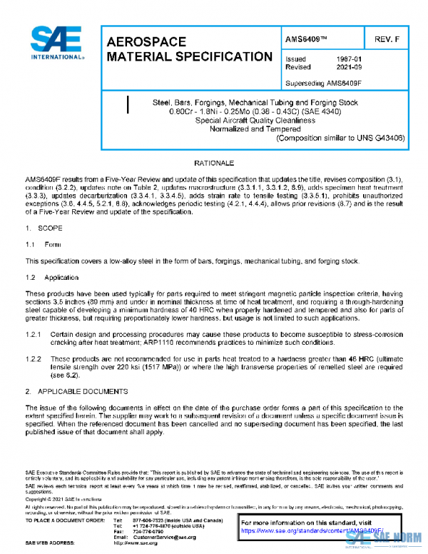 SAE AMS6409F PDF SAE AMS6409F PDF