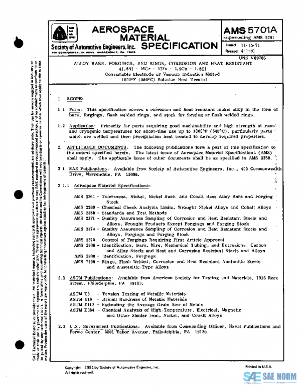 SAE AMS5701A PDF SAE AMS5701A PDF