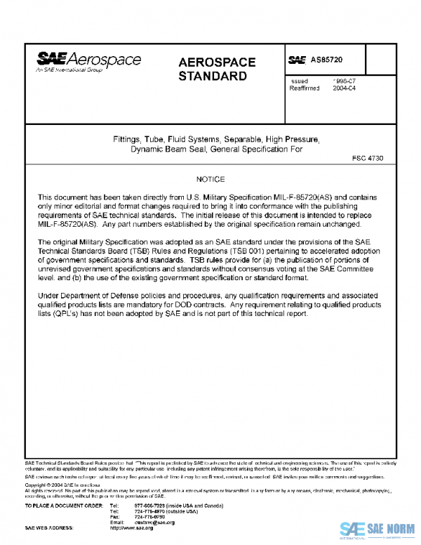 SAE AS85720 PDF