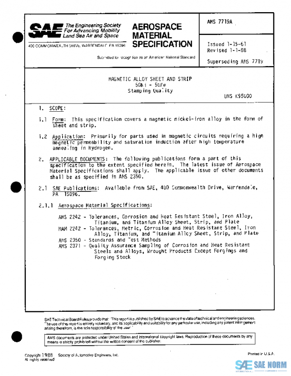 SAE AMS7719A PDF SAE AMS7719A PDF