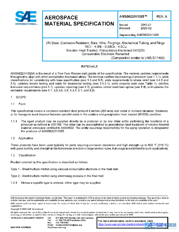 SAE AMS5622/H1025A PDF