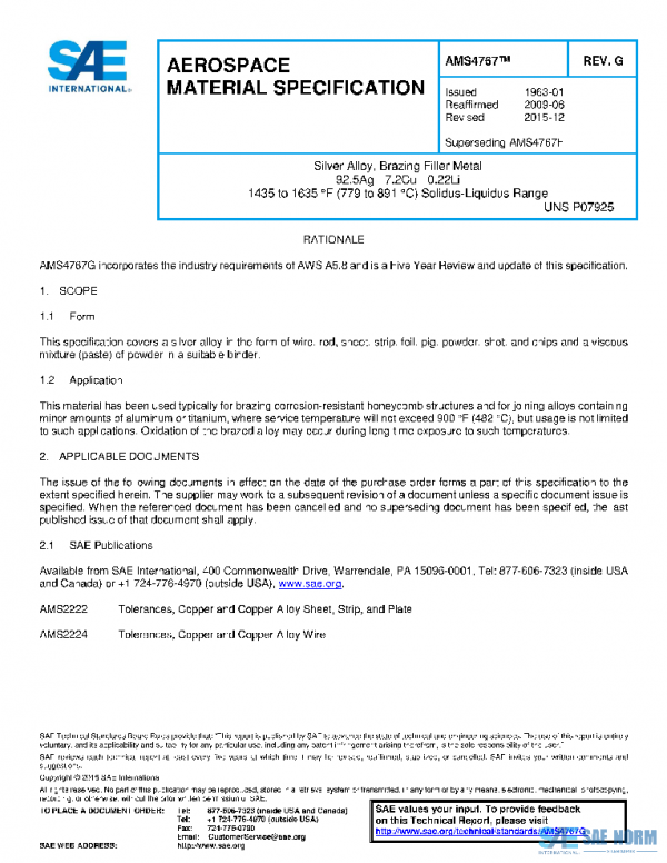 SAE AMS4767G PDF SAE AMS4767G PDF
