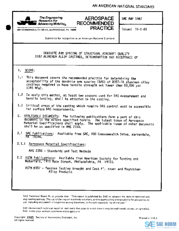 SAE ARP1947 PDF SAE ARP1947 PDF