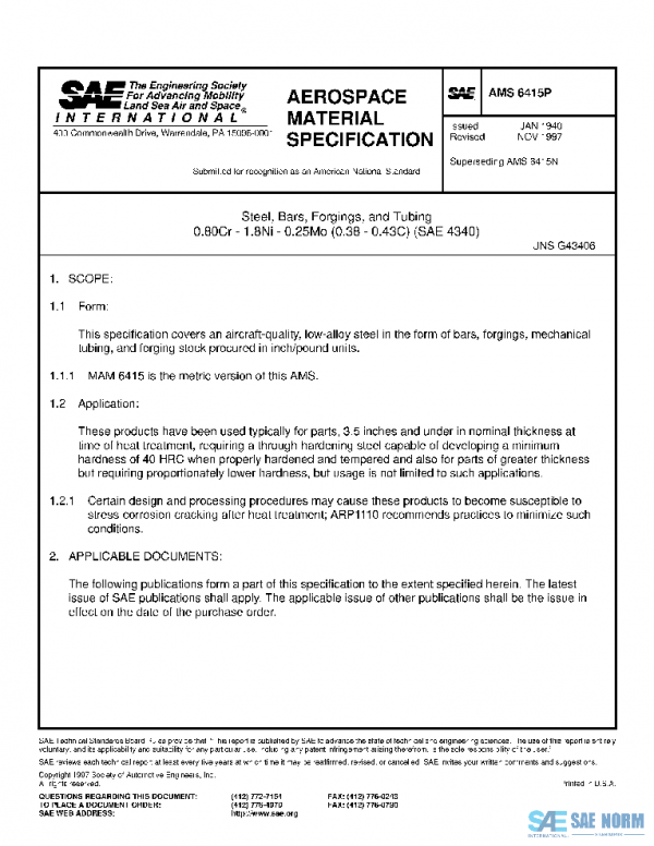 SAE AMS6415P PDF SAE AMS6415P PDF