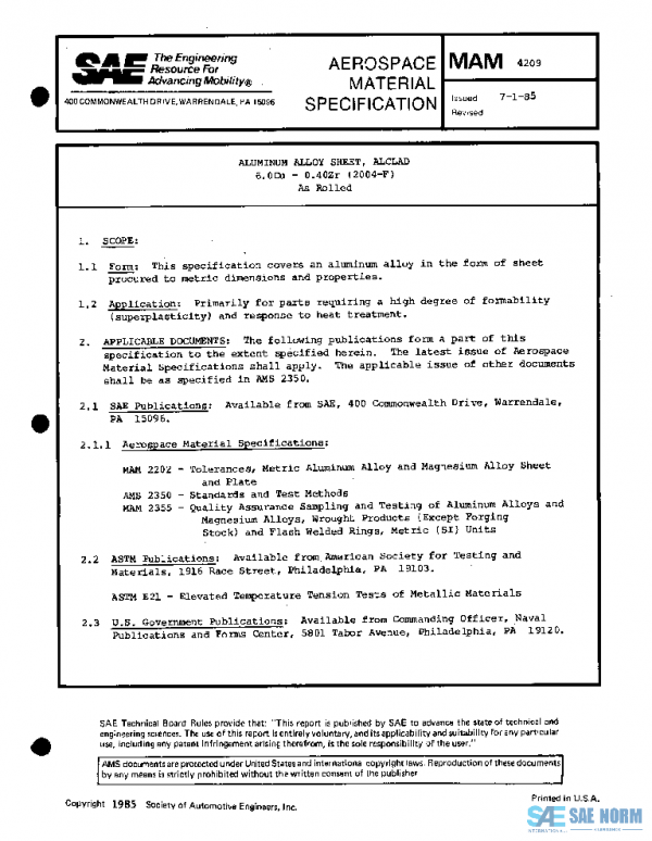 SAE MAM4209 PDF