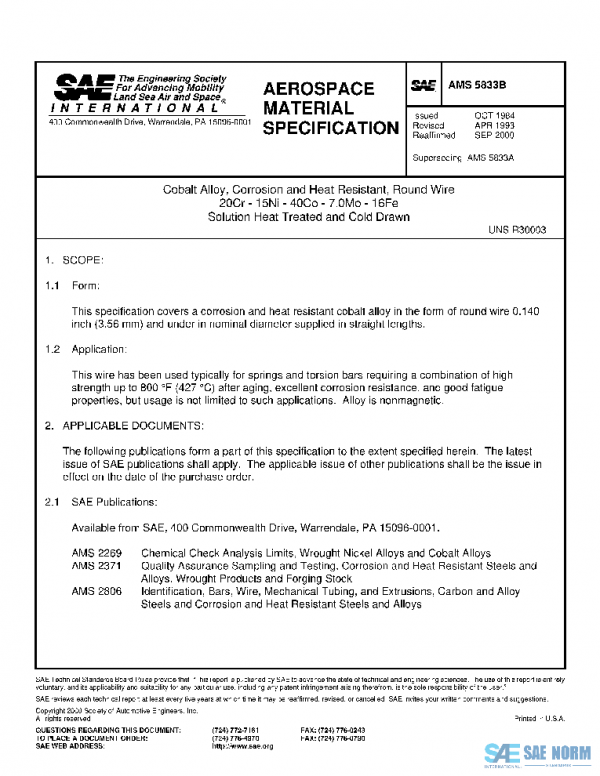 SAE AMS5833B PDF SAE AMS5833B PDF