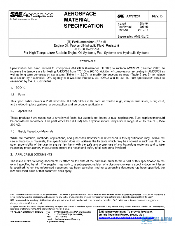 SAE AMS7257D PDF SAE AMS7257D PDF