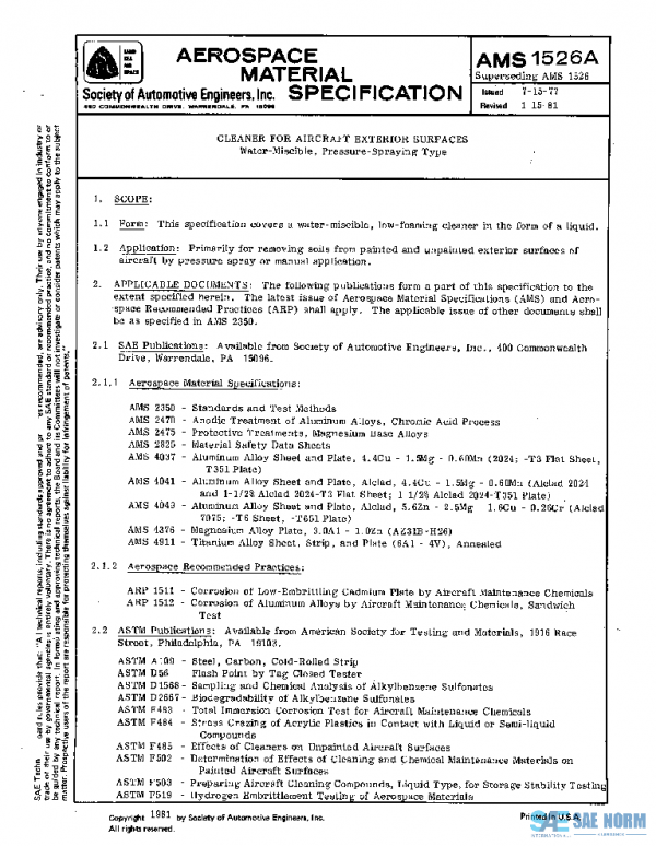 SAE AMS1526A PDF SAE AMS1526A PDF