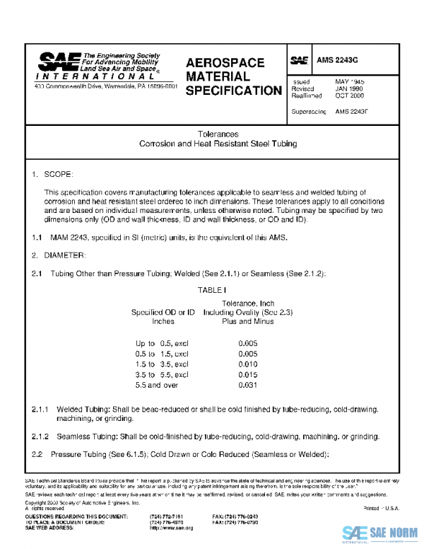 SAE AMS2243G PDF SAE AMS2243G PDF