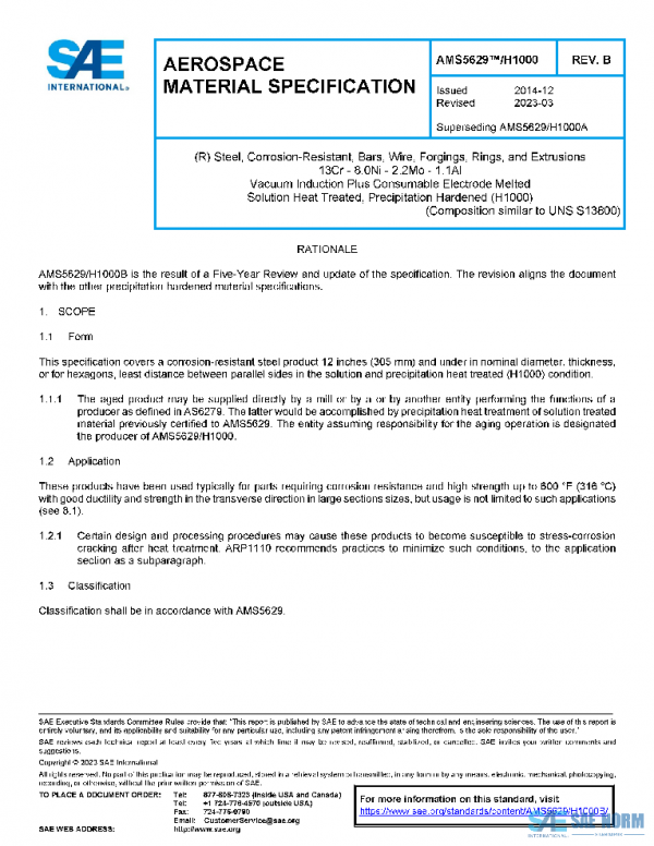 SAE AMS5629/H1000B PDF