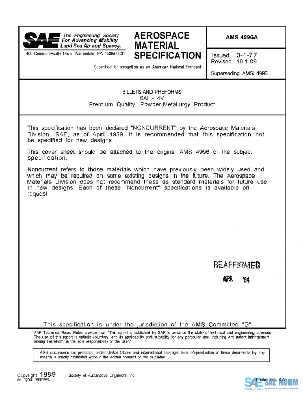 SAE AMS4996A PDF