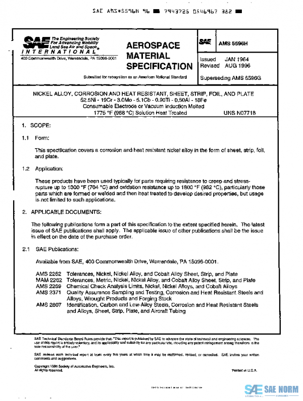 SAE AMS5596H PDF