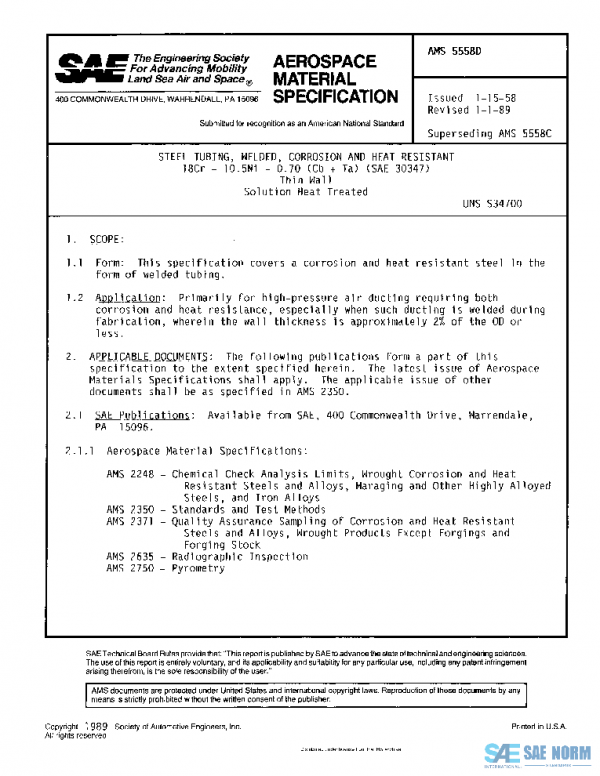 SAE AMS5558D PDF SAE AMS5558D PDF
