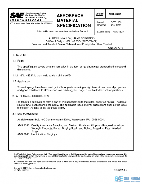 SAE AMS4323A PDF SAE AMS4323A PDF