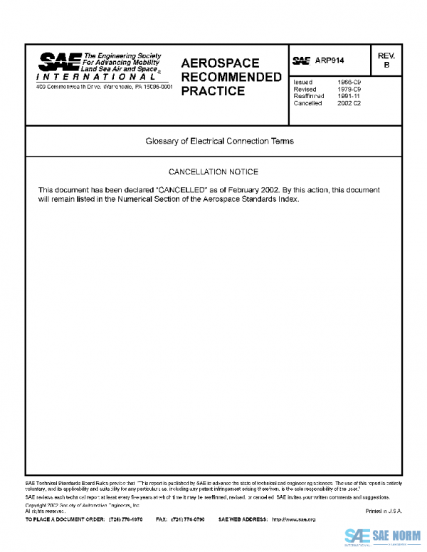 SAE ARP914B PDF SAE ARP914B PDF