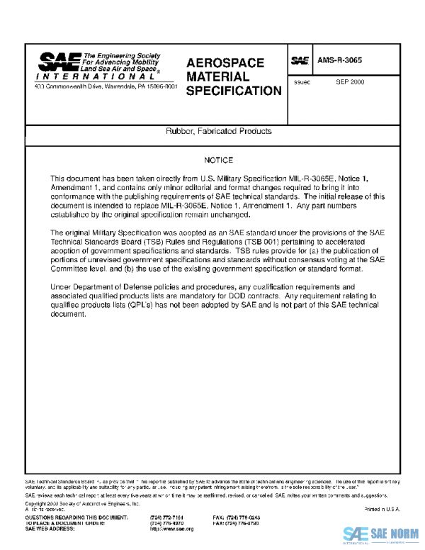 SAE AMSR3065 PDF SAE AMSR3065 PDF
