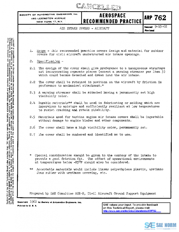 SAE ARP762 PDF SAE ARP762 PDF