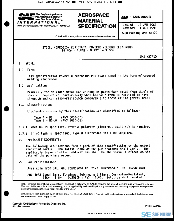 SAE AMS5827D PDF SAE AMS5827D PDF
