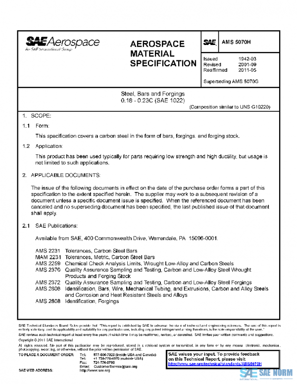 SAE AMS5070H PDF SAE AMS5070H PDF