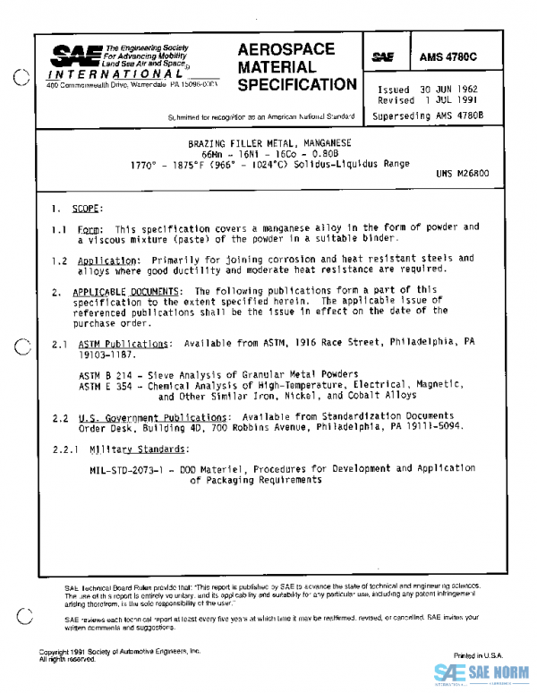SAE AMS4780C PDF SAE AMS4780C PDF