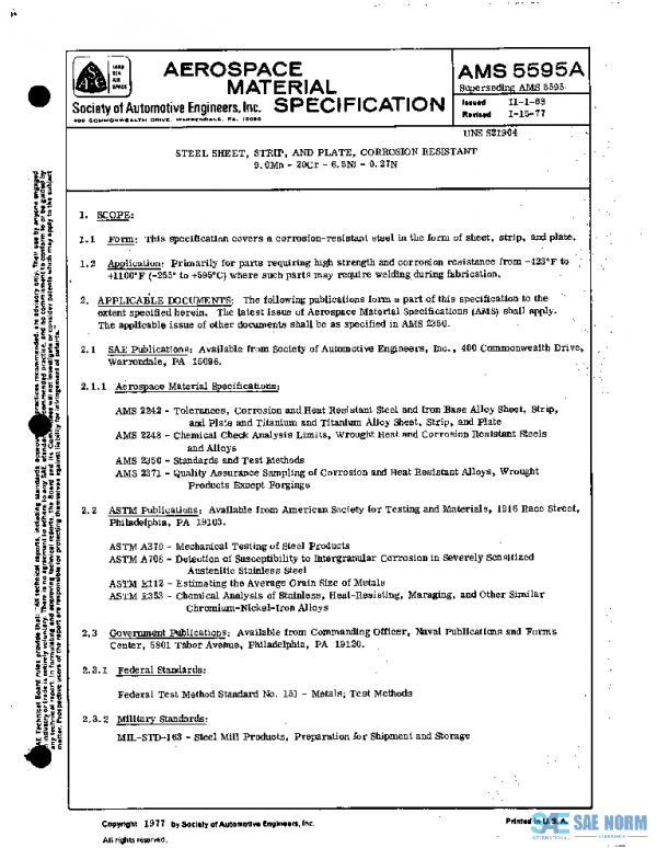 SAE AMS5595A PDF SAE AMS5595A PDF