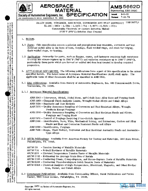 SAE AMS5662D PDF SAE AMS5662D PDF