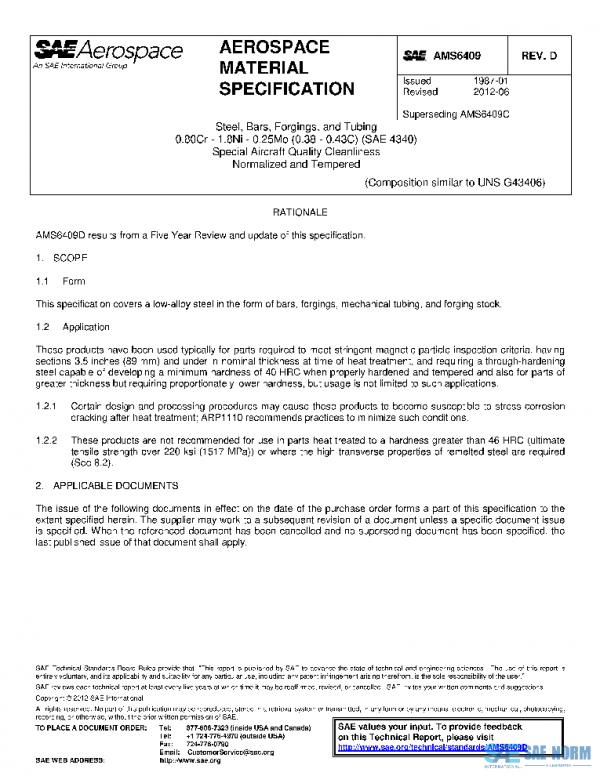 SAE AMS6409D PDF SAE AMS6409D PDF
