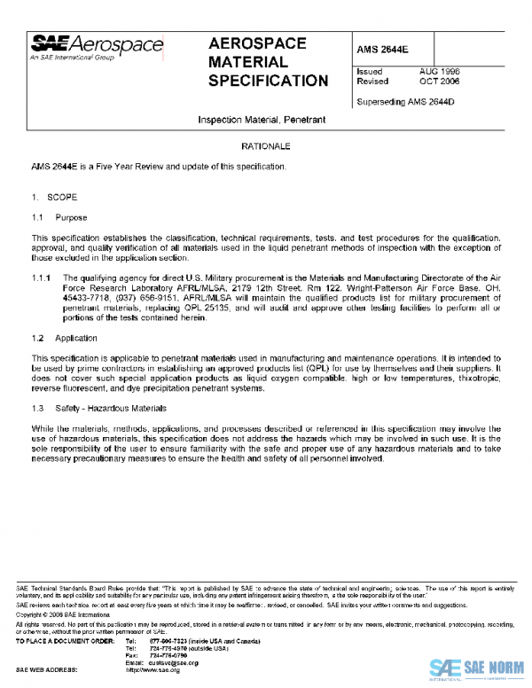 SAE AMS2644E PDF SAE AMS2644E PDF