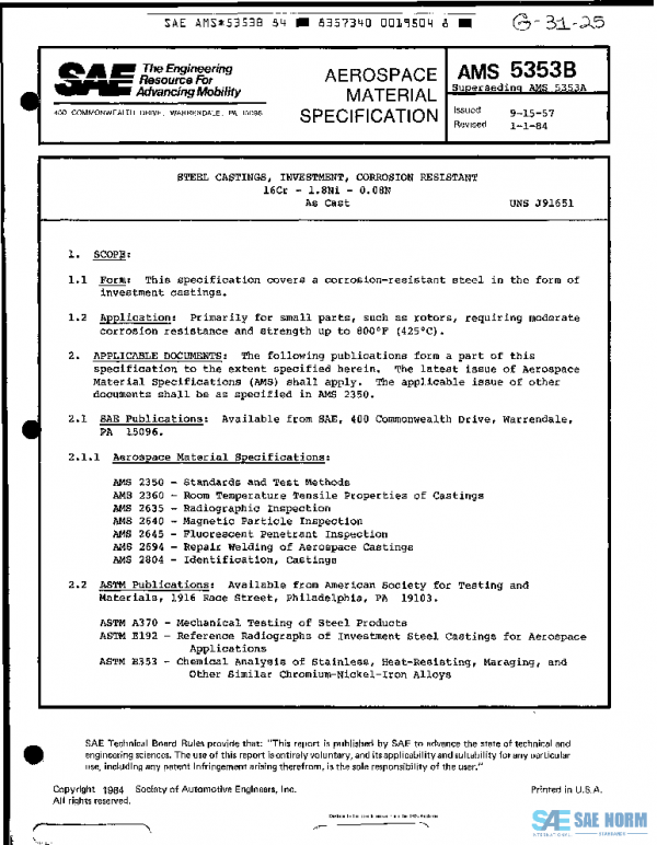 SAE AMS5353B PDF
