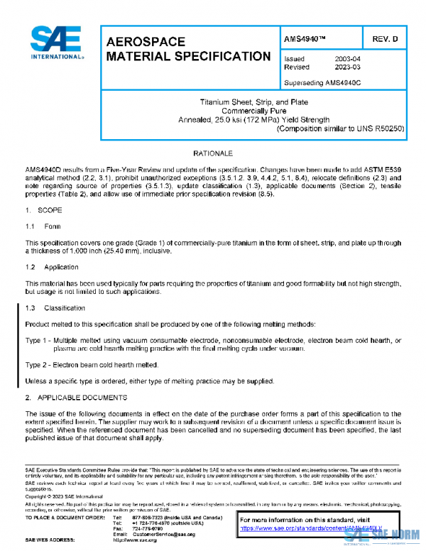 SAE AMS4940D PDF SAE AMS4940D PDF