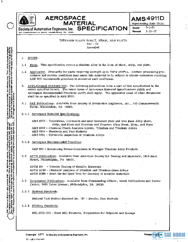 SAE AMS4911D PDF SAE AMS4911D PDF