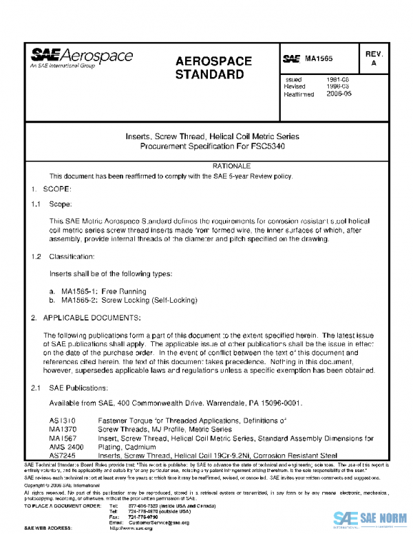 SAE MA1565A PDF