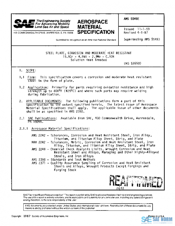 SAE AMS5549E PDF
