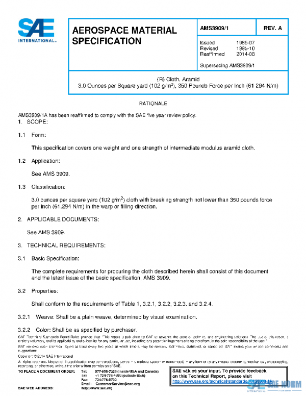 SAE AMS3909/1A PDF SAE AMS3909/1A PDF