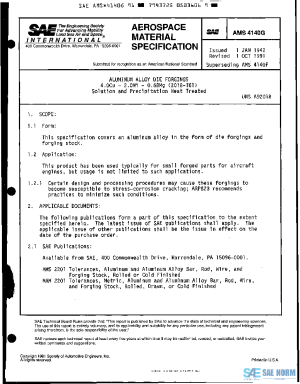 SAE AMS4140G PDF SAE AMS4140G PDF