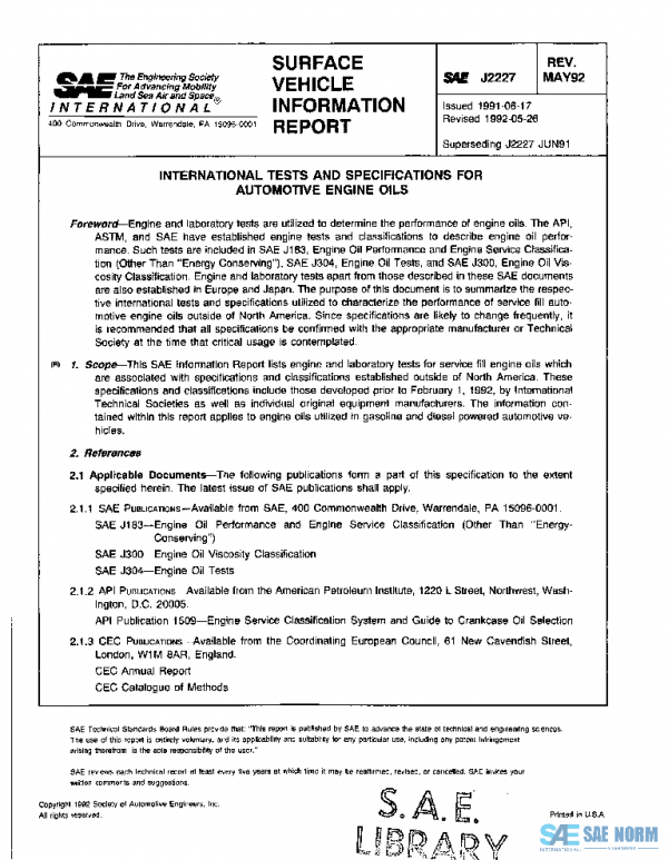 SAE J2227_199205 PDF SAE J2227_199205 PDF