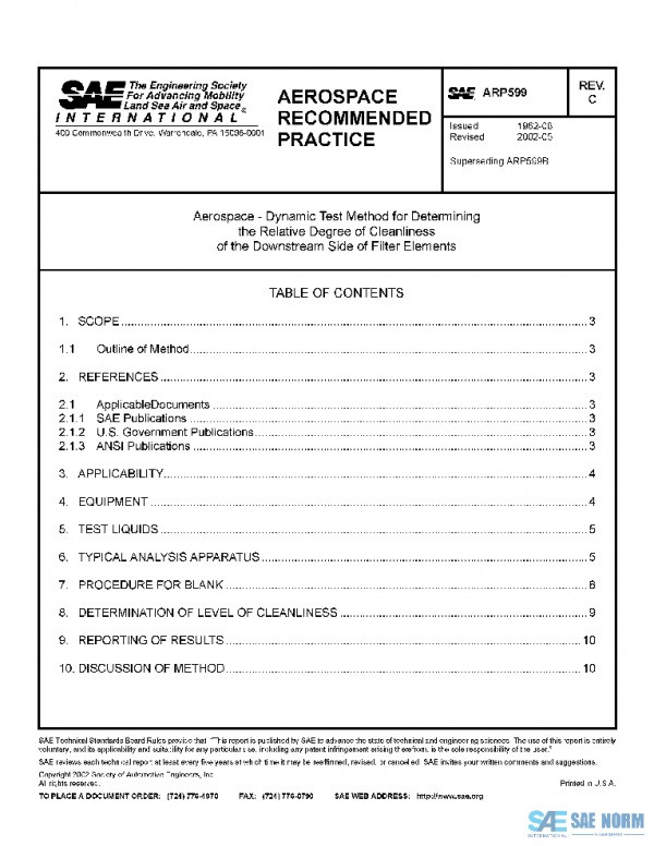 SAE ARP599C PDF SAE ARP599C PDF