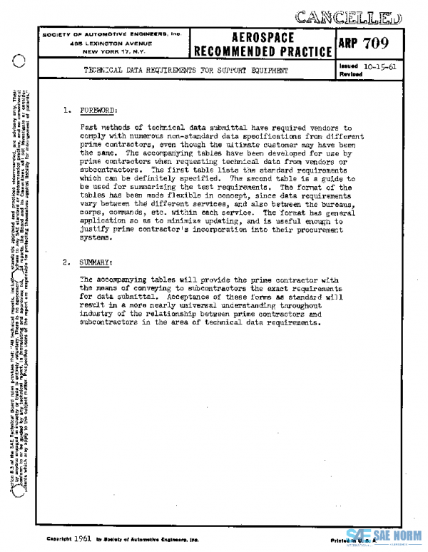 SAE ARP709 PDF