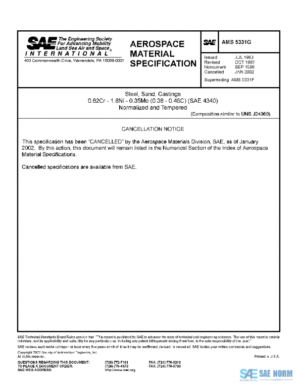 SAE AMS5331G PDF SAE AMS5331G PDF
