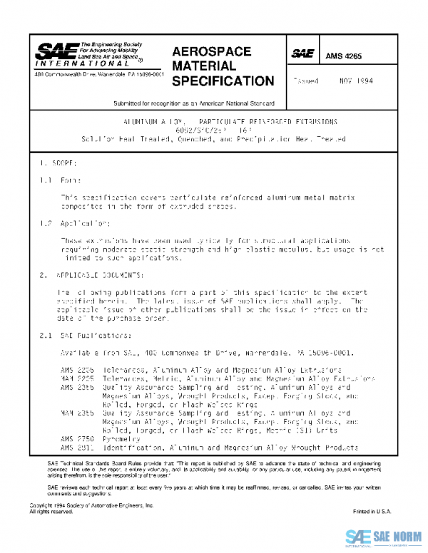 SAE AMS4265 PDF SAE AMS4265 PDF